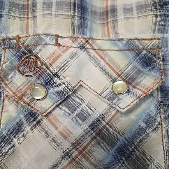 VTG Wrangler Sawtooth Shirt Mens Approx Size XL Pearl Snap Rockabilly Western - Picture 7 of 8